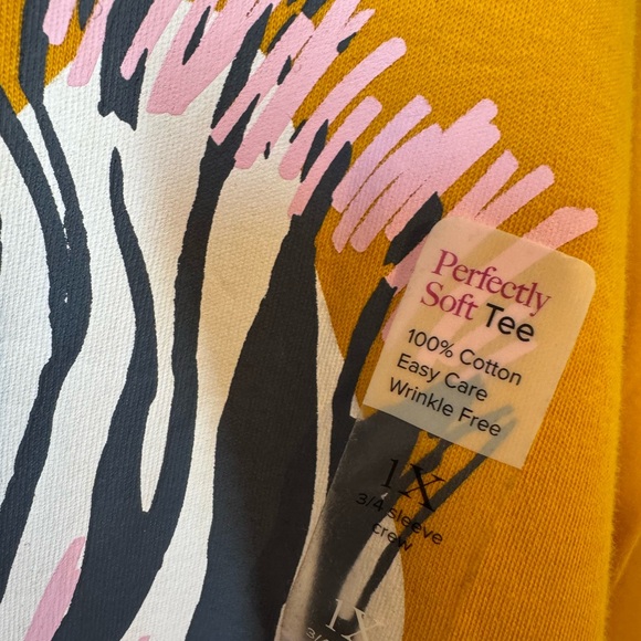 NWT   MUSTARD ZEBRA 3/4 SLEEVE CASUAL TOP   PLUS      #CL - Picture 3 of 8